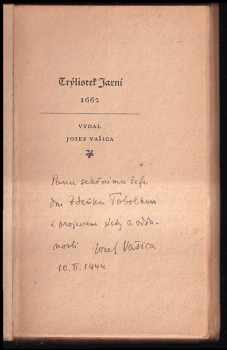 Bedřich Bridel: Trýlistek Jarní ke cti a chvále Svaté a Nerozdílné Blahoslavené Trojice jednoho kořínku, jestenství neb božství, trý listkův, troj osob, to jest