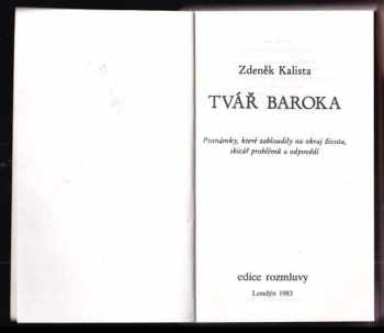 Zdeněk Kalista: Tvář baroka