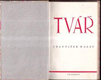 František Halas: Tvář
