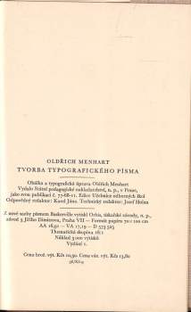 Oldřich Menhart: Tvorba typografického písma