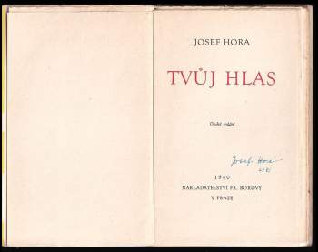 Josef Hora: Tvůj hlas
