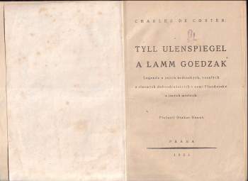 Charles Théodore Henri De Coster: Tyll Ulenspiegel a Lamm Goedzak