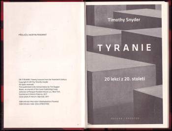 Timothy Snyder: Tyranie