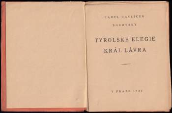 Karel Havlíček Borovský: Tyrolské elegie ; Král Lávra
