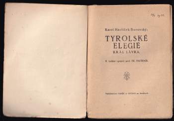 Karel Havlíček Borovský: Tyrolské elegie ; Král Lávra