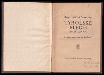 Karel Havlíček Borovský: Tyrolské elegie ; Král Lávra