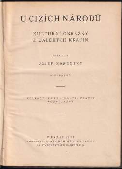 Josef Kořenský: U cizích národů