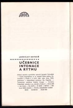 Jaroslav Kofroň: Učebnice intonace a rytmu