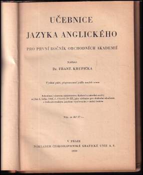 František Krupička: Učebnice jazyka anglického pro první ročník obchodních akademií