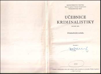 Jaroslav Holoubek: Učebnice kriminalistiky - první díl - svazek druhý