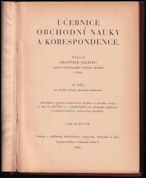 František Salavec: Učebnice obchodní nauky a korespondence pro obchodní akademie 2-4