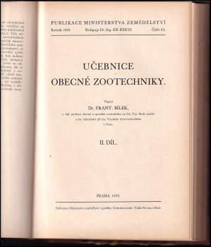 František Bílek: Učebnice obecné zootechniky