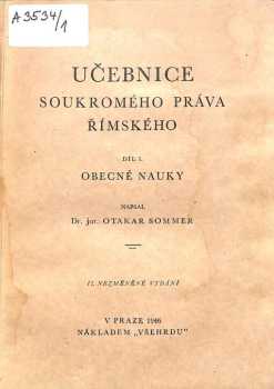 Otakar Sommer: Učebnice soukromého práva římského