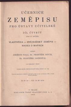 František Zachystal: Učebnice zeměpisu pro ústavy učitelské