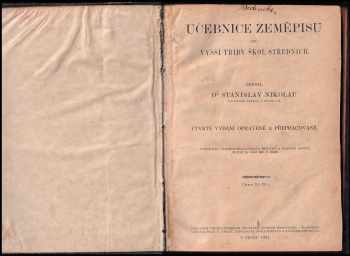 Stanislav Nikolau: Učebnice zeměpisu pro vyšší třídy škol středních