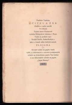 Vladislav Vančura: Učitel a žák - scénická báseň - OBÁLKA VÍT OBRTEL, VÝTISK 162 Z 200