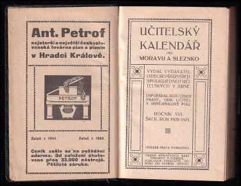 Učitelský kalendář pro Moravu a Slezsko - ročník XVI. - škol. rok 1920 - 1921