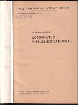 Zora Gazíková: Účtovníctvo železničnej doprave