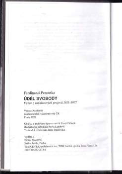Ferdinand Peroutka: Úděl svobody