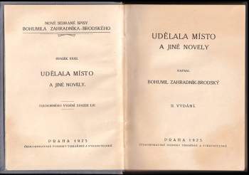 Bohumil Zahradník-Brodský: Udělala místo a jiné novely