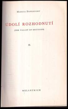 Marcia Davenport: Údolí rozhodnutí