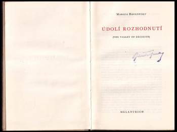 Marcia Davenport: Údolí rozhodnutí
