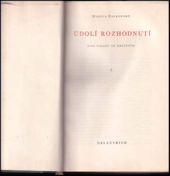 Marcia Davenport: Údolí rozhodnutí