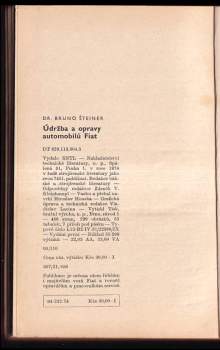 Bruno Steiner: Údržba a opravy automobilů Fiat 500, 600, 600D, 850, 124, 124S, 125P, 128