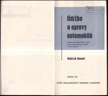 Oldřich Beneš: Údržba a opravy automobilů