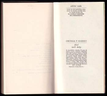 José Ortega y Gasset: Úkol naší doby