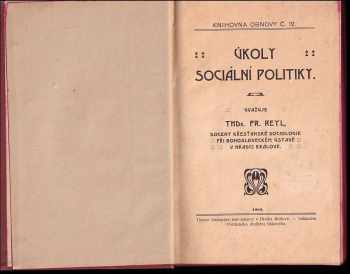 František Reyl: Úkoly sociální politiky