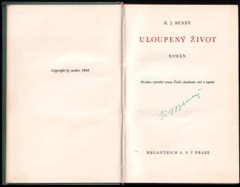 Karel Josef Beneš: Uloupený život