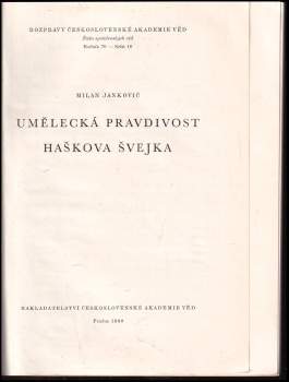 Milan Jankovič: Umělecká pravdivost Haškova Švejka