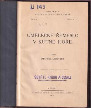Emanuel Leminger: Umělecké řemeslo v Kutné Hoře