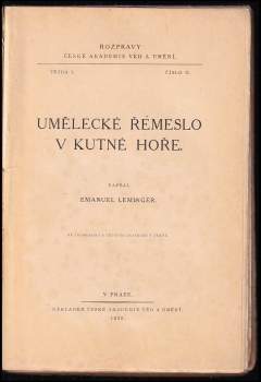 Emanuel Leminger: Umělecké řemeslo v Kutné Hoře