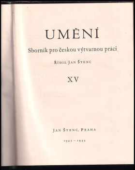 Umění XV/1943-44, Sborník pro českou výtvarnou práci