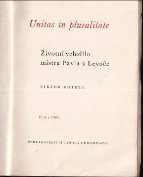 Viktor Kotrba: Unitas in pluralitate