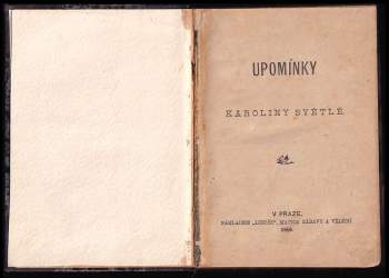 Karolina Světlá: Upomínky Karoliny Světlé