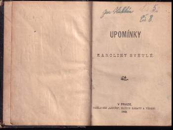 Karolina Světlá: Upomínky Karoliny Světlé