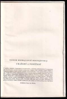 Fedor Michajlovič Dostojevskij: Uražení a ponížení