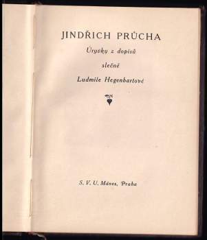 Jindřich Prucha: Úryvky z dopisů slečně Ludmile Hegenbartové