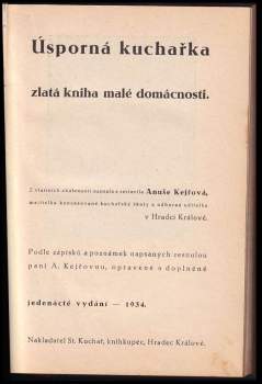 Anuše Kejřová: Úsporná kuchařka