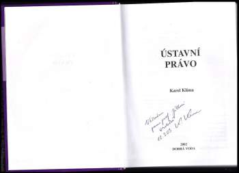 Karel Klíma: Ústavní právo