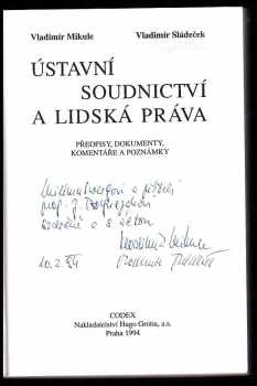Vladimír Sládeček: Ústavní soudnictví a lidská práva