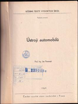 Jan Petránek: Ústrojí automobilů