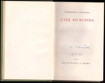 Vladislav Vančura: Útěk do Budína