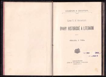 Thomas Babington Macaulay Macaulay: Úvahy historické a literární