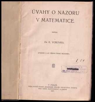 Karel Vorovka: Úvahy o názoru v matematice
