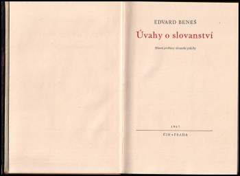 Edvard Beneš: Úvahy o slovanství