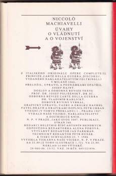 Niccolò Machiavelli: Úvahy o vládnutí a o vojenství